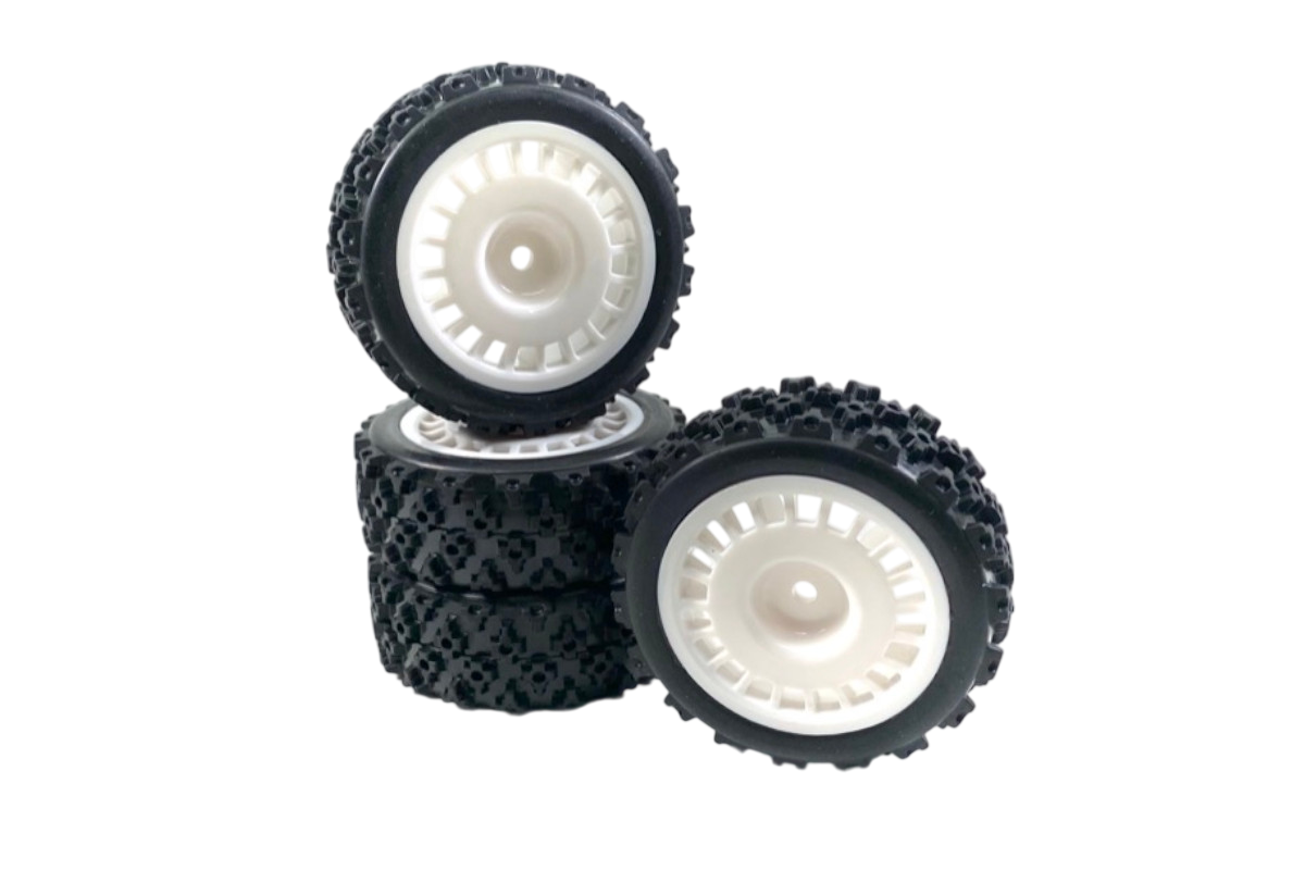 Ruedas de rally Block RC 1/10 Prepegadas OZ Blanco HEX 12mm